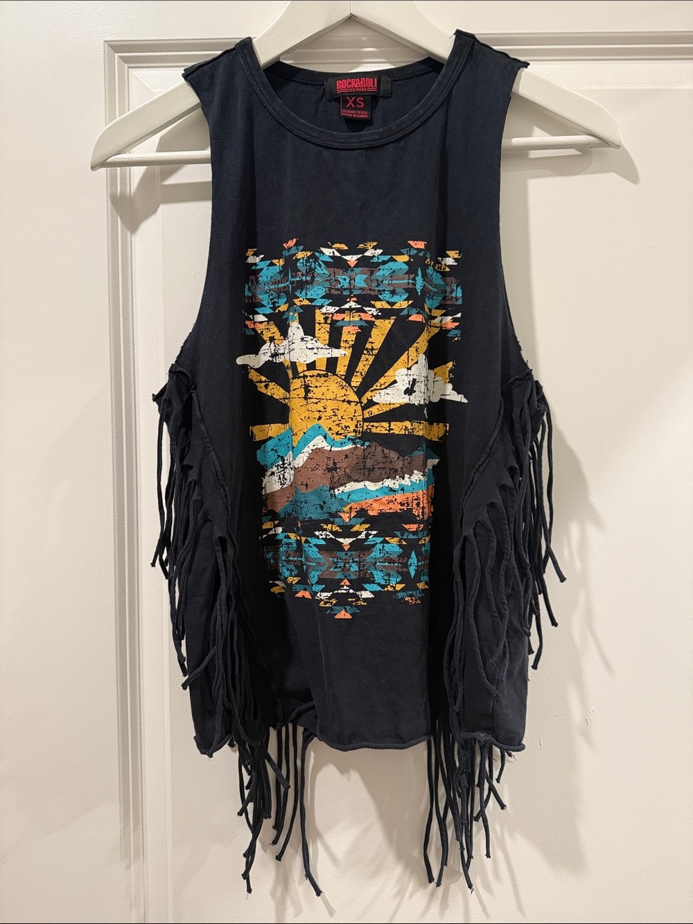 Fringe Rock & Roll Denim Tank